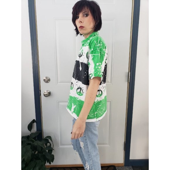 Vintage‎ 80s/90s Peace Symbol Paint Splatter Tee - Picture 2 of 4